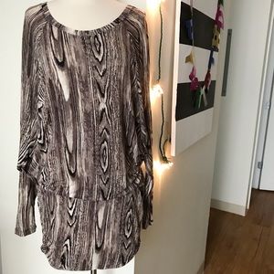 BCBG Max Azria woodgrain dolman sleeve mini dress